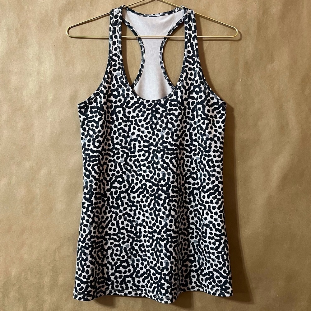 Lululemon | Cool Racerback Ace Spot Grain Black Tank Top Scoop Neck Size 6